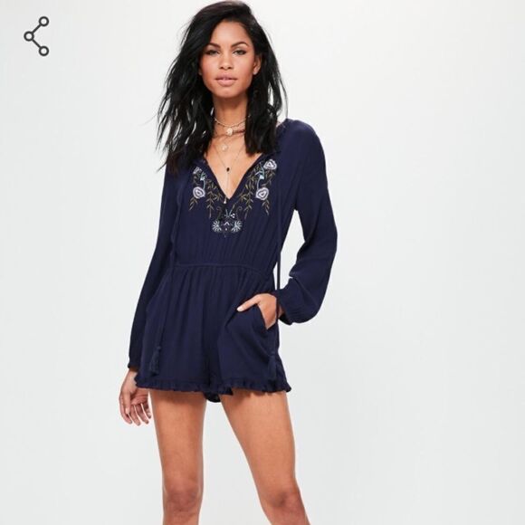 MissGuided Blue Romper  - Picture 1 of 7